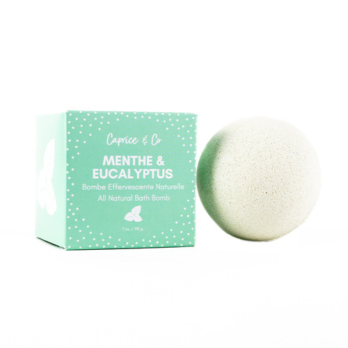 Caprice & Co. 100% Natural Bath Bombs - Eucalyptus Mint on white background