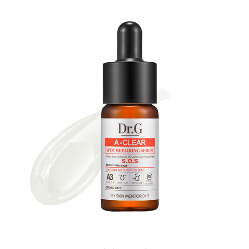 Dr G A-Clear Spot Repairing Serum on white background
