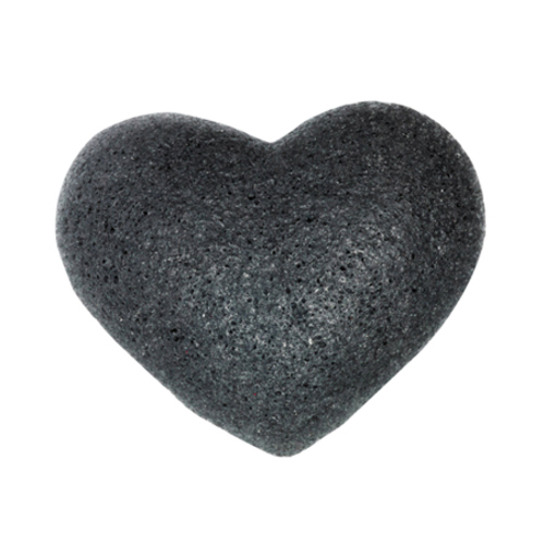 One Love Organics Cleansing Sponge Bamboo Charcoal Heart Shape on white background