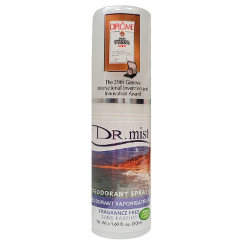 Dr Mist Deodorant Unscented Spray on white background