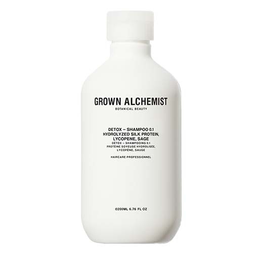 Grown Alchemist Detox - Shampoo 0.1 Hydrolyzed Silk Protein Lycopene Sage on white background