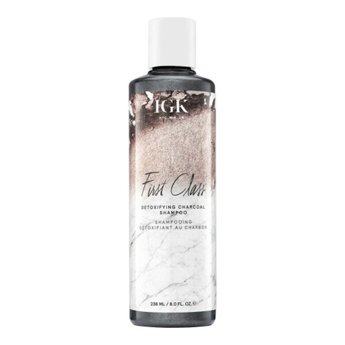 IGK Hair First Class Detoxifying Charcoal Shampoo on white background