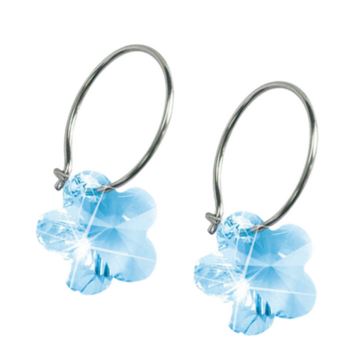 Blomdahl Flower, Aquamarine - Natural Titanium Ear Ring (12mm) on white background
