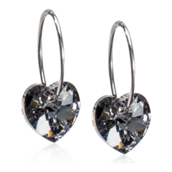 Heart Black Diamond - Natural Titanium Ear Ring (10mm)