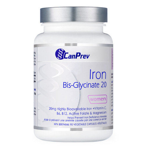 CanPrev Iron Bis-Glycinate 20 on white background