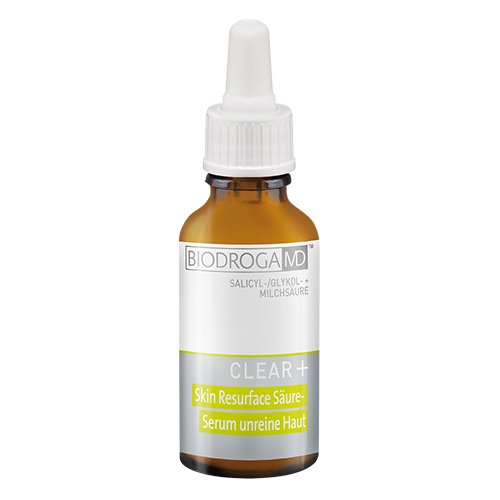 Biodroga MD Clear+ Skin Resurface Acid Serum on white background