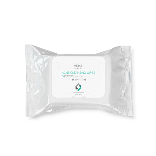 Obagi SUZANOBAGIMD On the Go Cleansing Wipes for Oily or Acne Prone Skin on white background