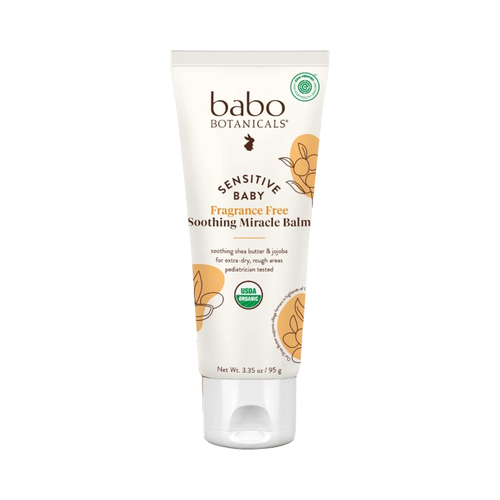 Babo Botanicals Sensitive Baby Fragrance Free Soothing Miracle Balm on white background