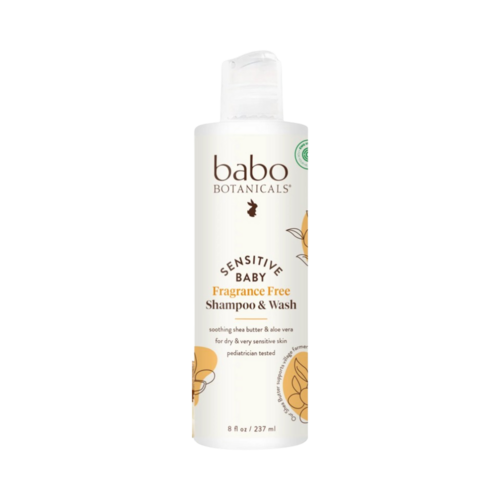 Babo Botanicals Sensitive Baby Shampoo + Wash on white background