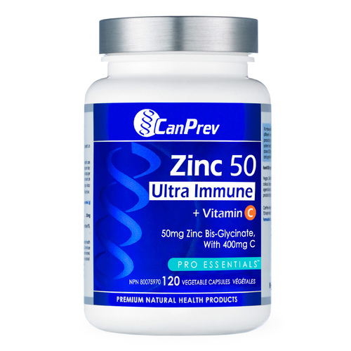CanPrev Zinc 50 Ultra Immune + Vitamin C on white background