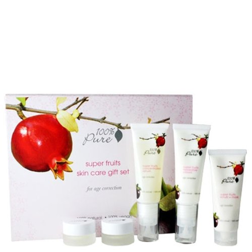 100% Pure Organic  Super Fruits Skin Care Gift Set on white background