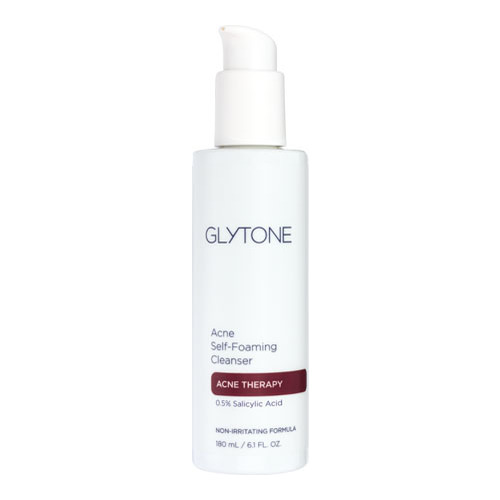 Glytone Acne Self-Foaming Cleanser on white background