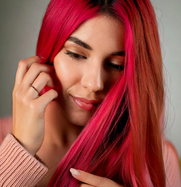 Model protecting hair from sun