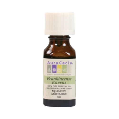 Aura Cacia Frankincense Oil on white background