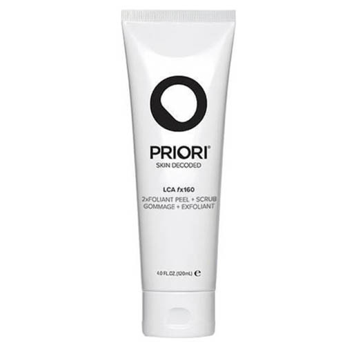 Priori 2xfoliant Peel+Scrub on white background