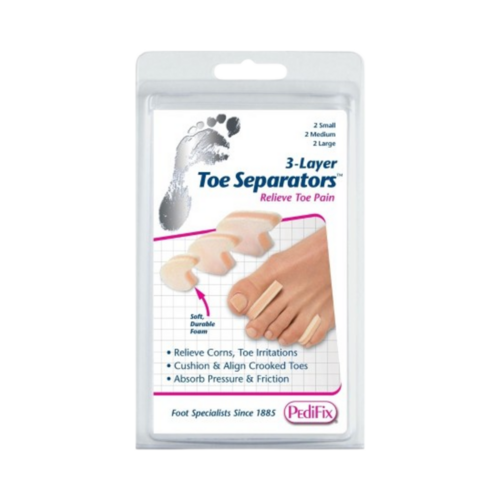 Pedifix 3-Layer Toe Separators - Small, 1 set Pedifix 3-Layer Toe Separators - Large on white background