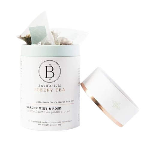 Bathorium Apres Bath - Garden Mint + Rose Herbal Tea on white background