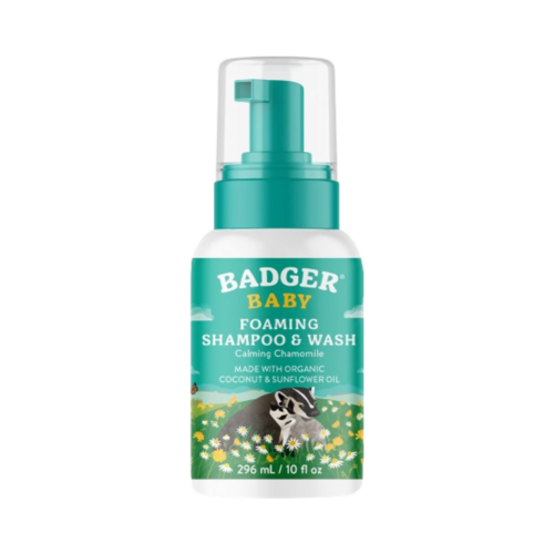 Badger Balms Baby Foaming Shampoo and Wash on white background