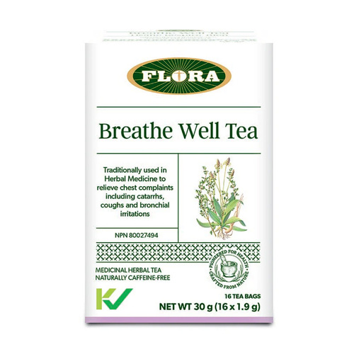 Flora Breathe Well Tea on white background
