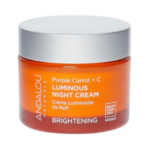 Andalou Naturals Brightening Purple Carrot + Vitamin C Luminous Night Cream on white background