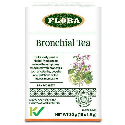 Flora Bronchial Tea on white background