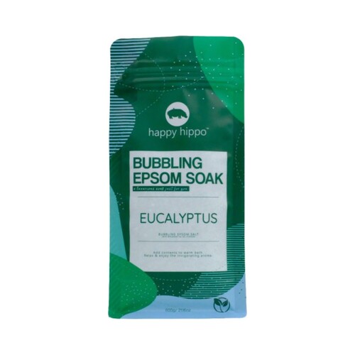 Happy Hippo Bubbling Epsom Soak Eucalyptus on white background