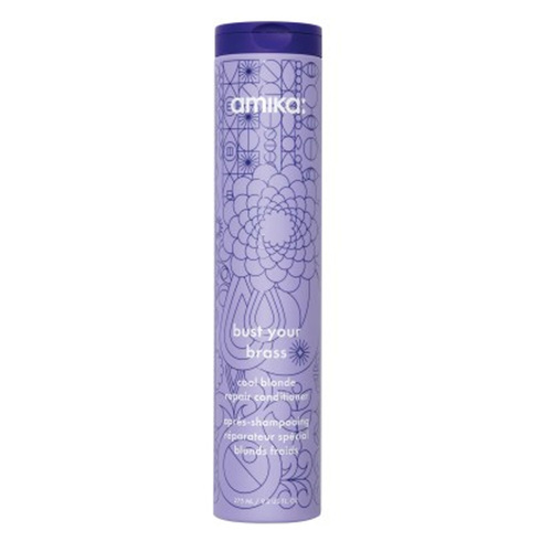 Amika Bust Your Brass Cool Blonde Repair Conditioner on white background