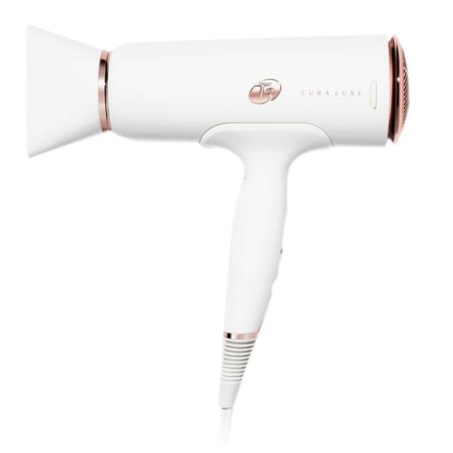 T3 Cura Luxe Dryer - White Rose Gold on white background