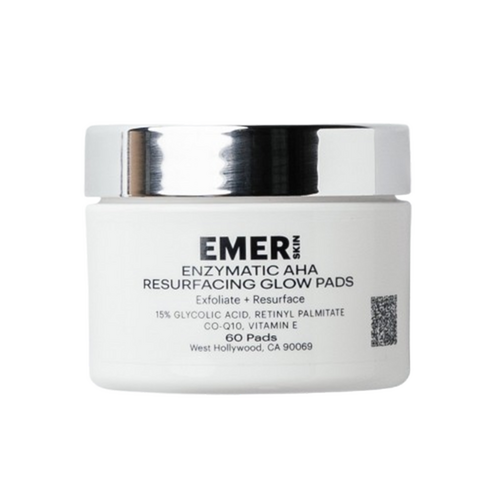 Emer Skin Enzymatic AHA Resurfacing Glow Pads on white background