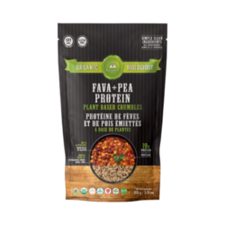 Fava + Pea Protein Crumbles Organic on white background