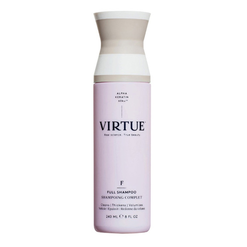 Virtue Full Shampoo on white background