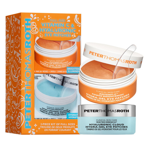Peter Thomas Roth Full-Size Vitamin C and Hyaluronic Eye Patches Duo, 1 set Peter Thomas Roth Full-Size Vitamin C and Hyaluronic Eye Patches Duo on white background