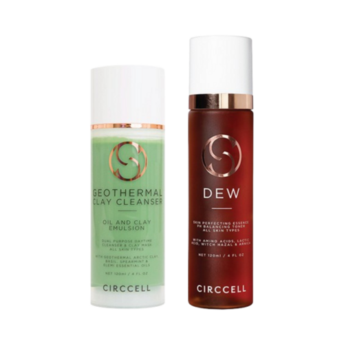 Circcell Geothermal Clay Cleanser and Dew Perfector on white background