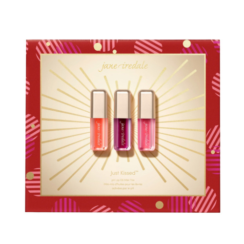 jane iredale Just Kissed pH Lip Oil  Mini Trio Festive Set on white background