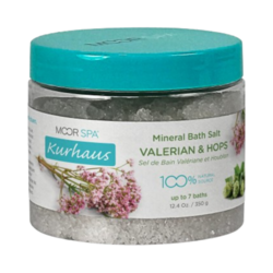 Kurhaus Valerian Hops Bath Salts on white background