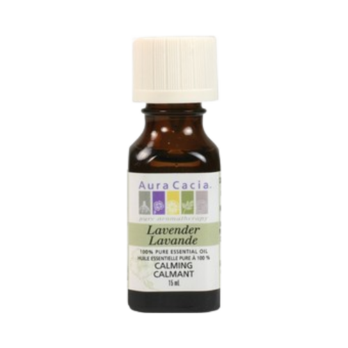 Aura Cacia Lavender Oil on white background