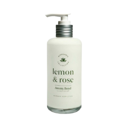 Jimmy Boyd Lemon and Rose Body Lotion on white background