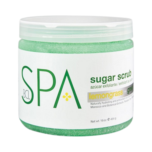 BCL Spa Lemongrass and Green Tea Sugar Scrub, 454g/16.01 oz BCL Spa Lemongrass and Green Tea Sugar Scrub on white background