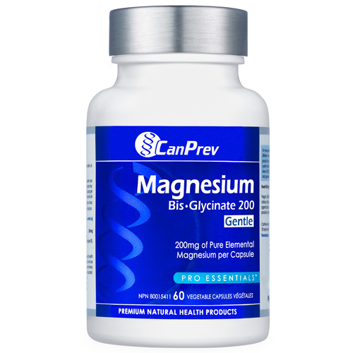 CanPrev Magnesium Bis-Glycinate 200 Gentle on white background