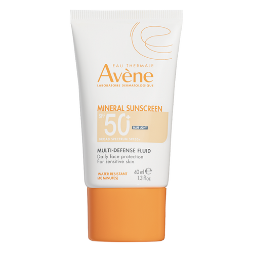 Avene Mineral Sunscreen Multi-Defense Fluid Tinted SPF 50+ on white background