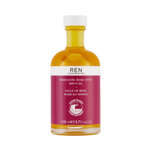 Ren Moroccan Rose Bath Oil on white background