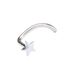 Nose Star - Silver Titanium (Curved Shape Pin) (3mm)