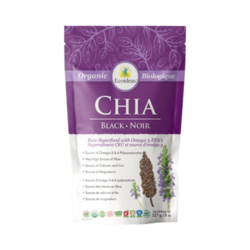 Organic Black Chia Seeds on white background
