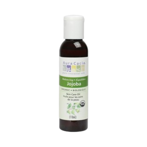 Aura Cacia Organic Jojoba Oil on white background