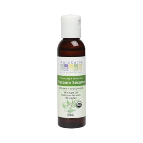 Aura Cacia Organic Sesame Oil on white background