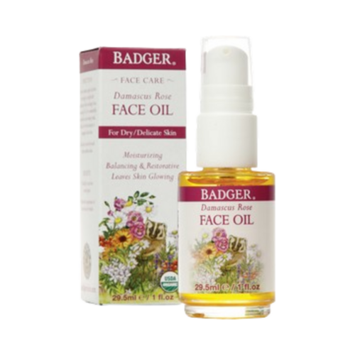 Badger Balms Rose Face Oil (Delicate Skin) on white background