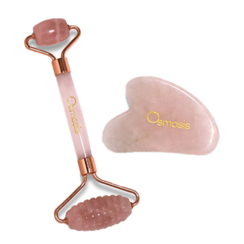 Osmosis Professional Rose Quartz Facial Roller and Gua Sha, 1 set