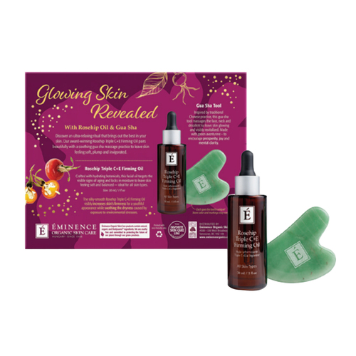 Eminence Organics Rosehip Oil and Gua Sha Gift Set on white background