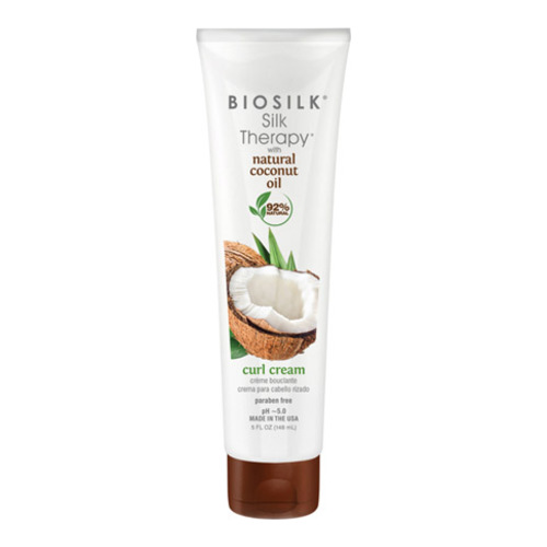 Biosilk  Silk Therapy with Natural Coconut Oil Curl Cream on white background