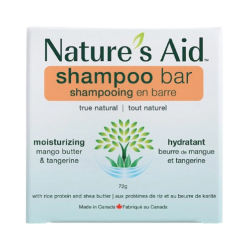 Natures Aid Solid Shampoo Bar - Mango and Tangerine on white background